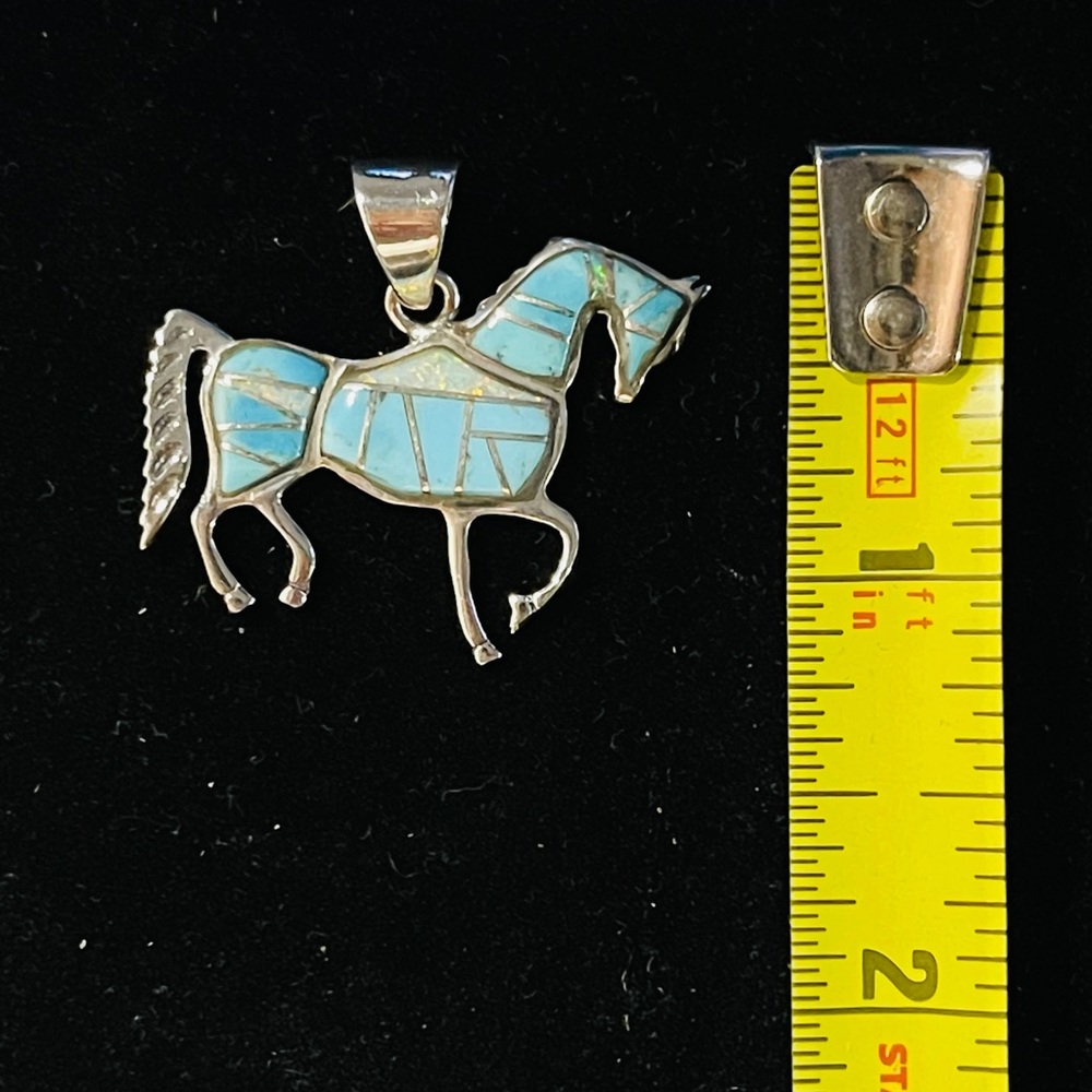 Kingsman Turquoise Horse Pendant Sterling Silver 1.25 ct